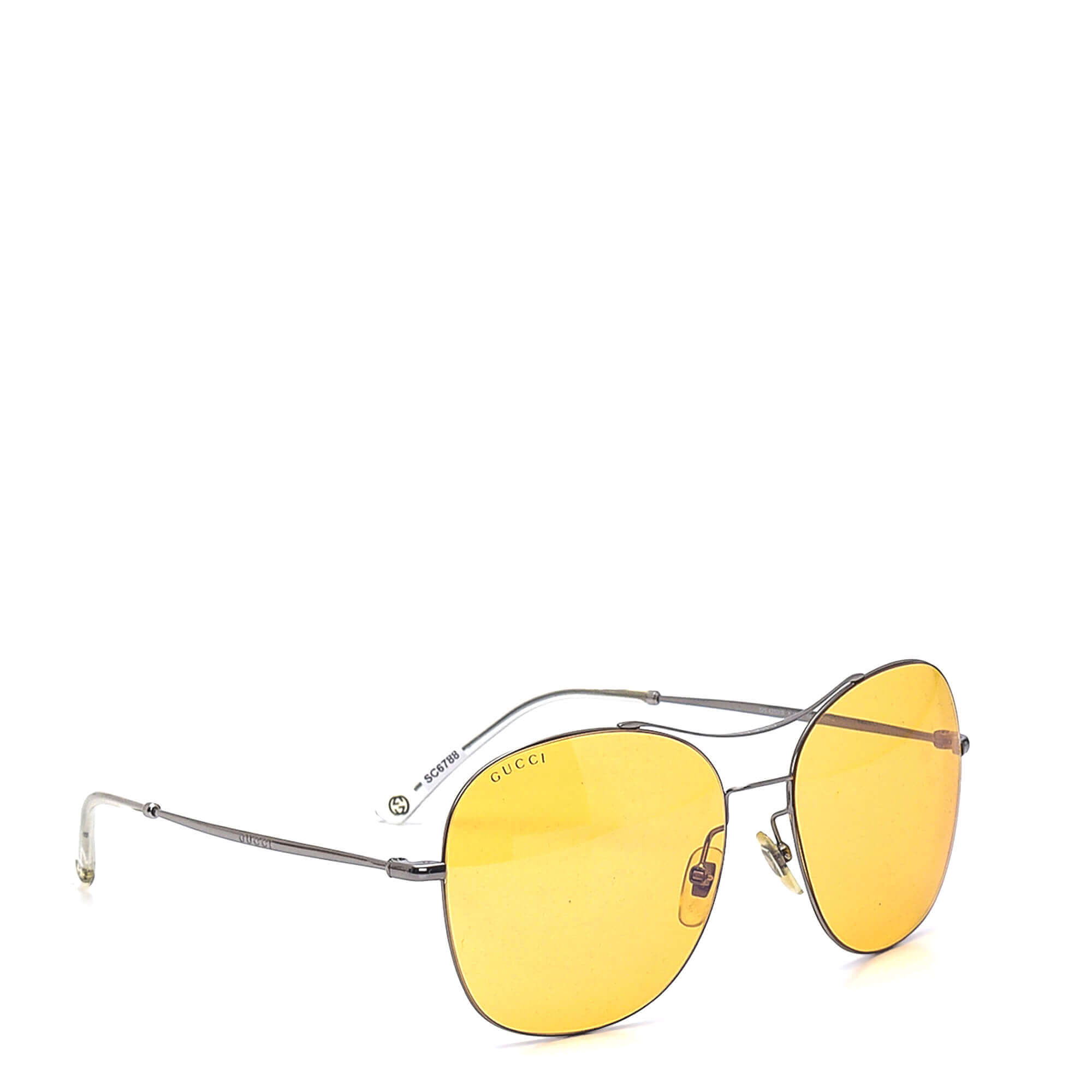 Gucci - Yellow Metal Aviator Sunglasses